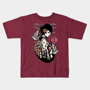 Geisha is an artist of the floating world. She dances, she sings. The rest is shadows, the rest is secret. Kids T-Shirt